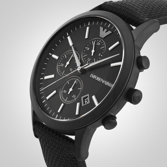 Emporio Armani Renato Chronograph Black Dial Black Nylon Strap Watch For Men - AR11457 - Image 6